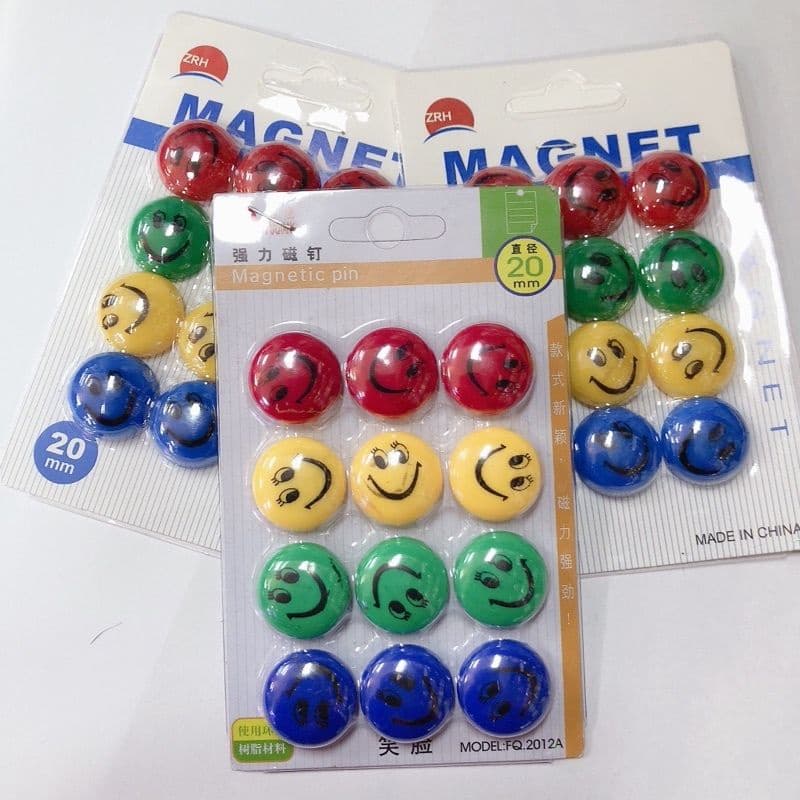 kit12 Ímas Redondos Magnéticos Coloridos Pará Geladeira