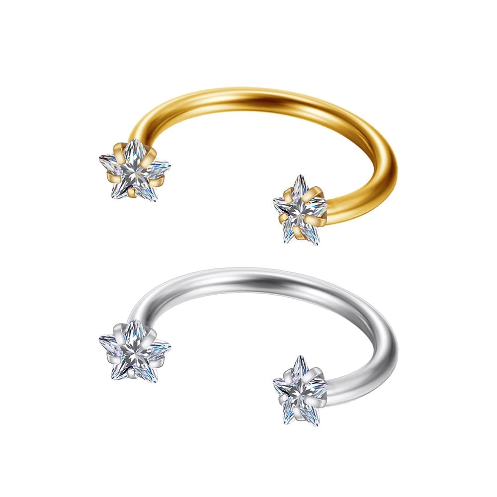 Piercing Ferradura Zircônia Estrela | Conch, Hélix, Daith, Anti-hélix