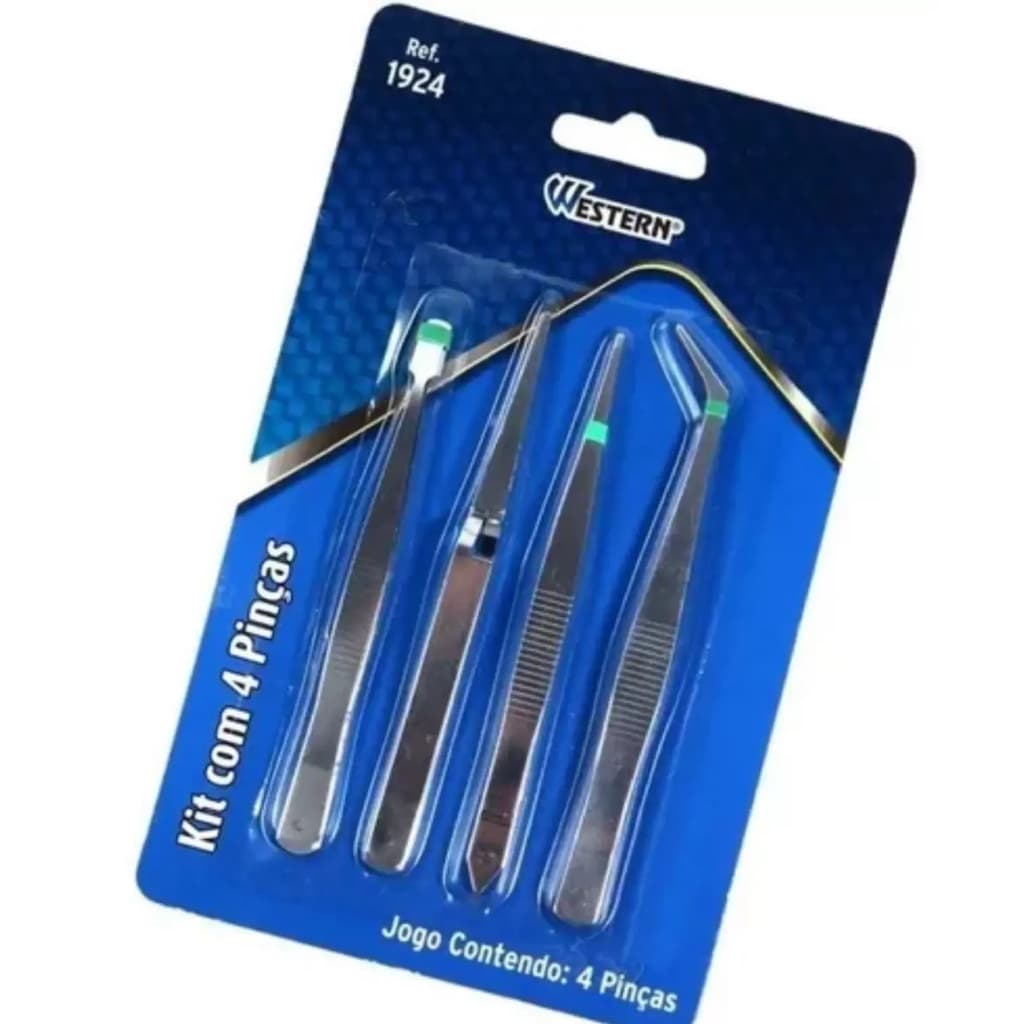 Kit 4 Pinças Em Aço Western Ferramenta para Reparos em Celulares Smartphones Tablets Notebooks Eletrônicos em Geral