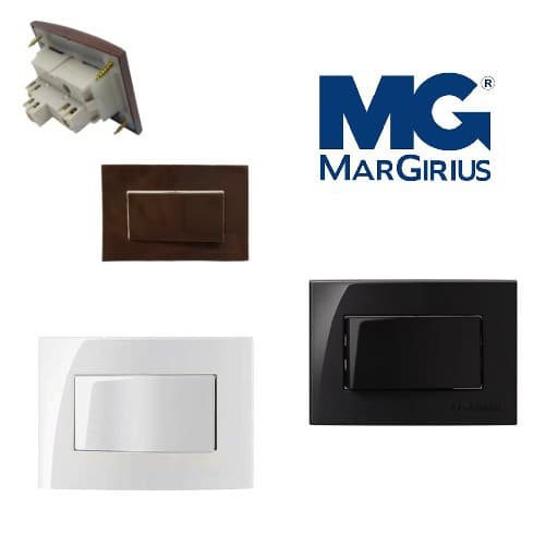 Interruptor de Embutir Margirius 10a Branco/Marrom/Preto