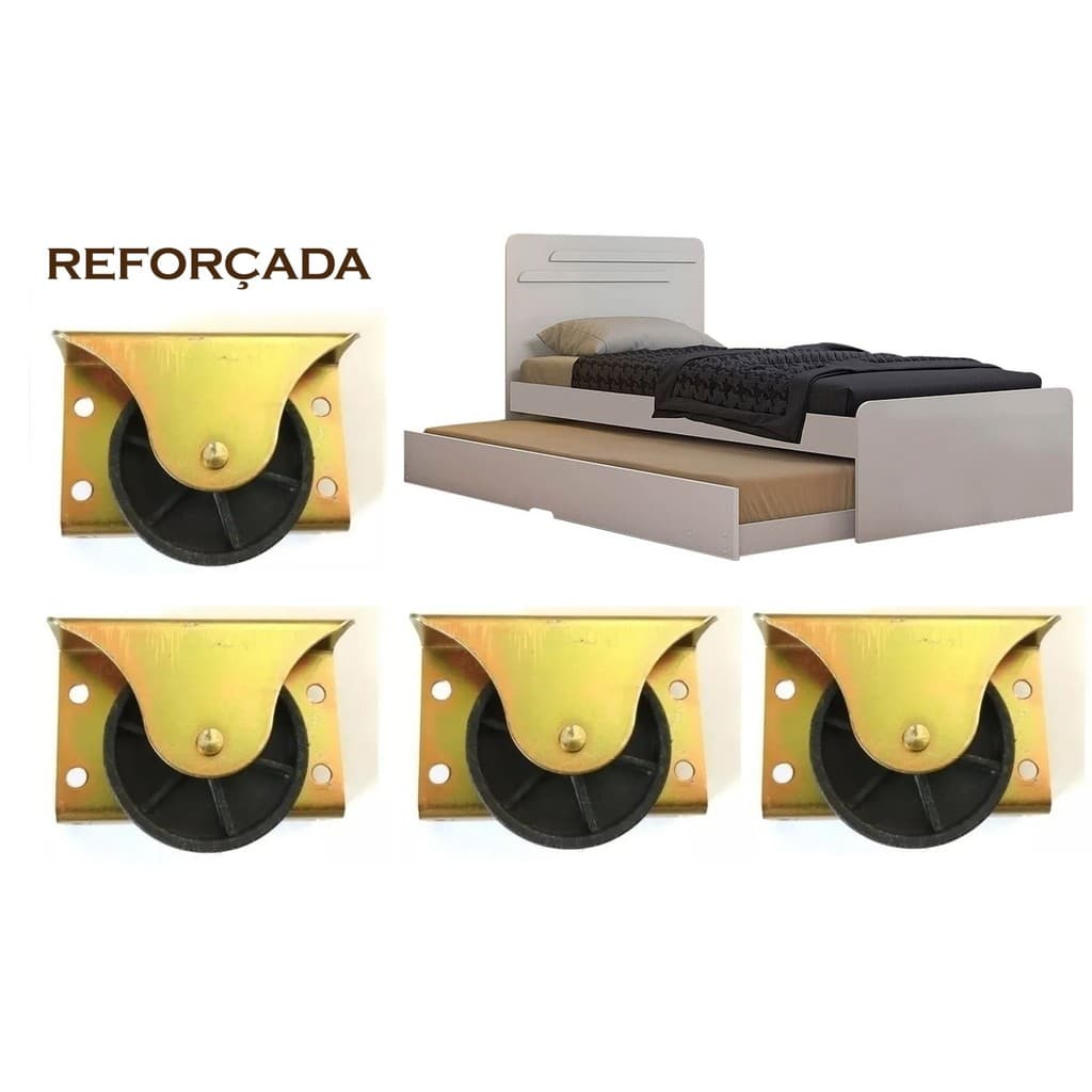 Rodinha Para Cama Auxiliar Bicama - Kit 4 Peças (reforçada)