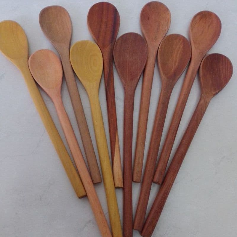 COLHER DE PAU (MADEIRA)KIT C/ 5 E COM 10 UNIDADES DE Aprox 32cm Revenda atacado