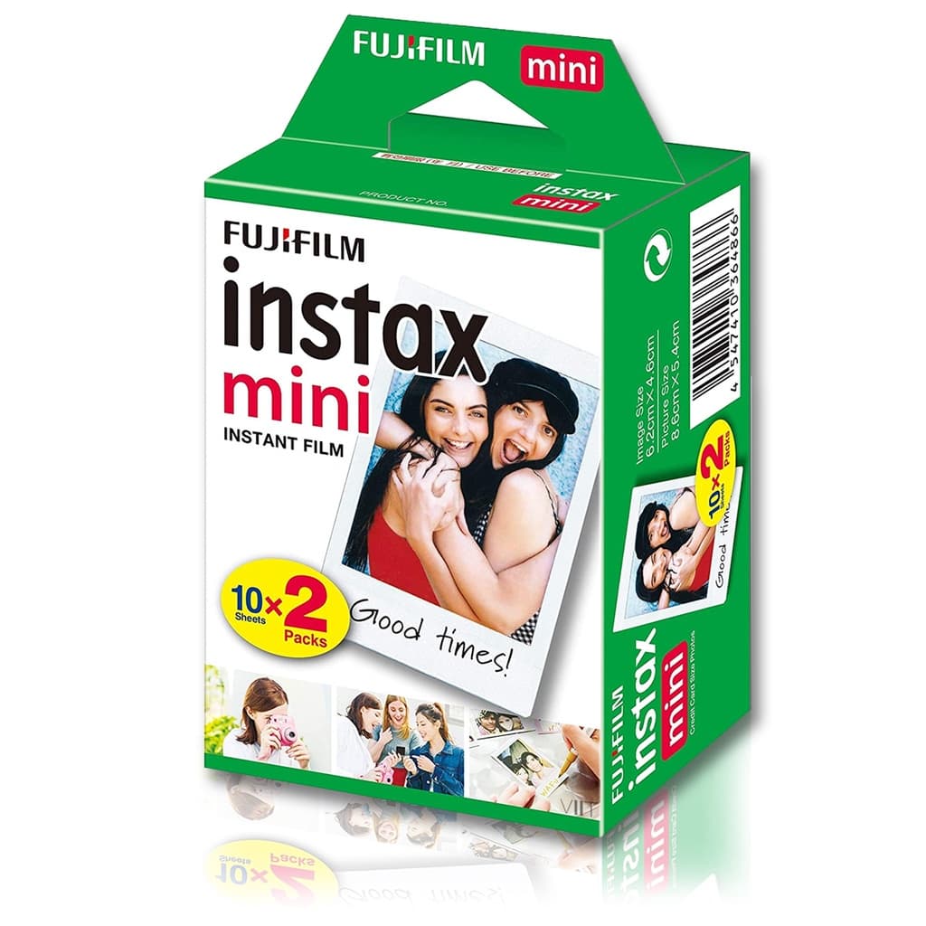 Filme Papel Fotográfico Fujifilm Instax Mini 20 Fotos 54x86mm com NF p/ Câmera Instantânea Instax Mini 7, 8, 9, 11, 12 Mini Link LiPlay  Share