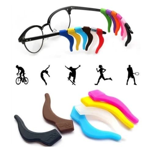 2 pares de suporte antiderrapante de silicone para óculos acessórios preto gancho de orelha