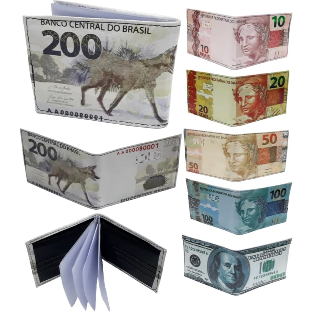 Carteira porta documentos notas de dinheiro