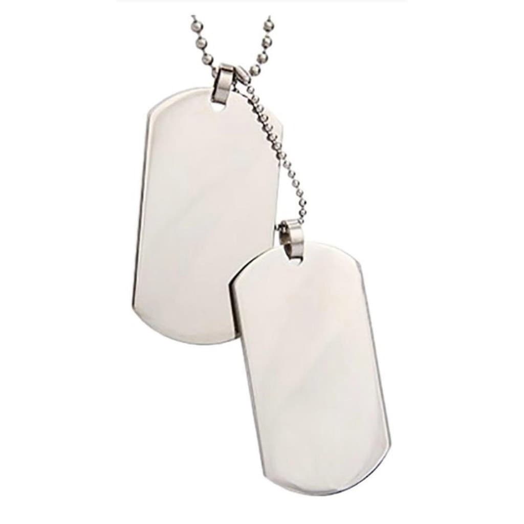 Corrente Placa Identificação Exército Dog Tag Aço Inox Lisa