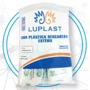 Luva Plástica Estéril Luplast - pacote com 100 unidades