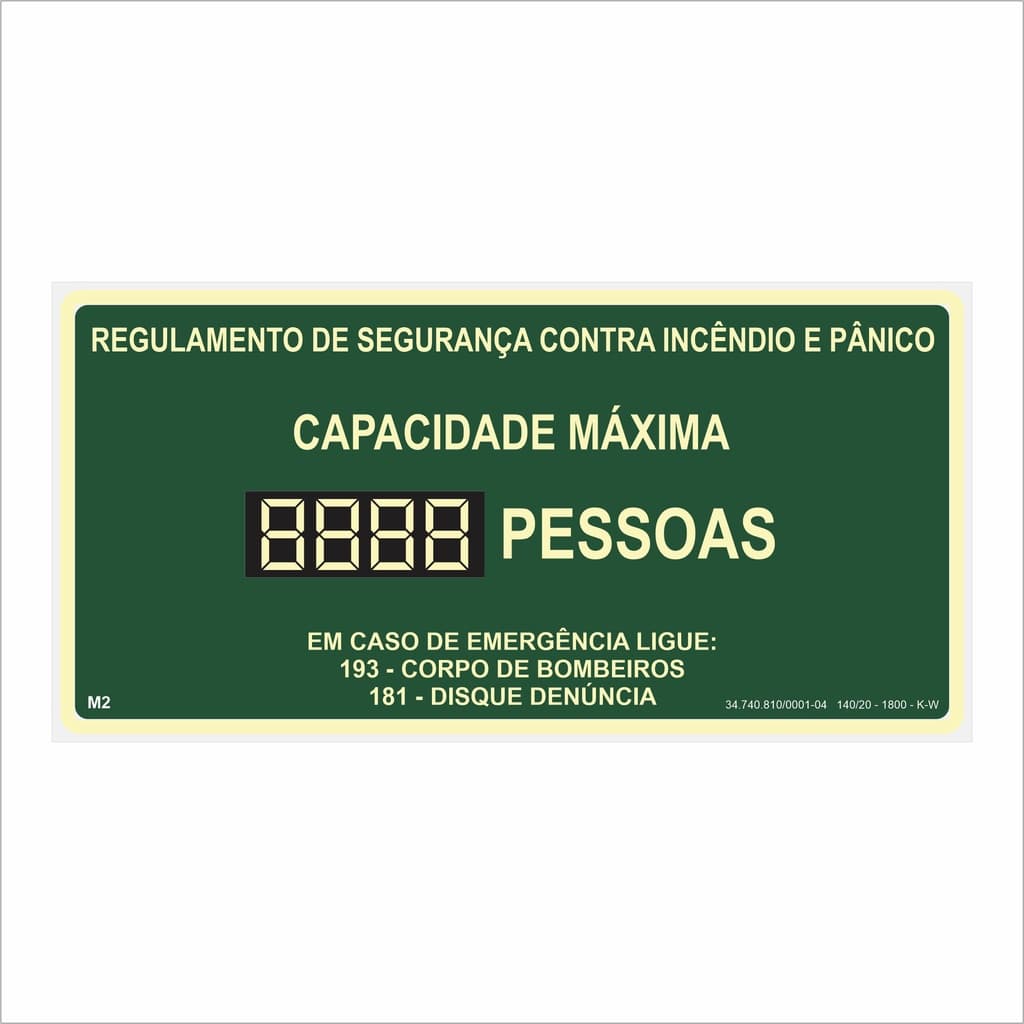 Placa de Sinalização Lotação Máxima M2