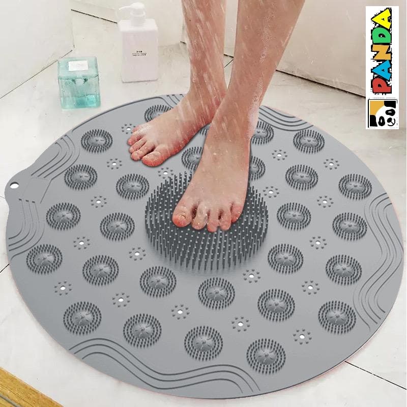 Tapete de Box de Silicone Redondo Antiderrapante Massageador Limpeza Pés Banho