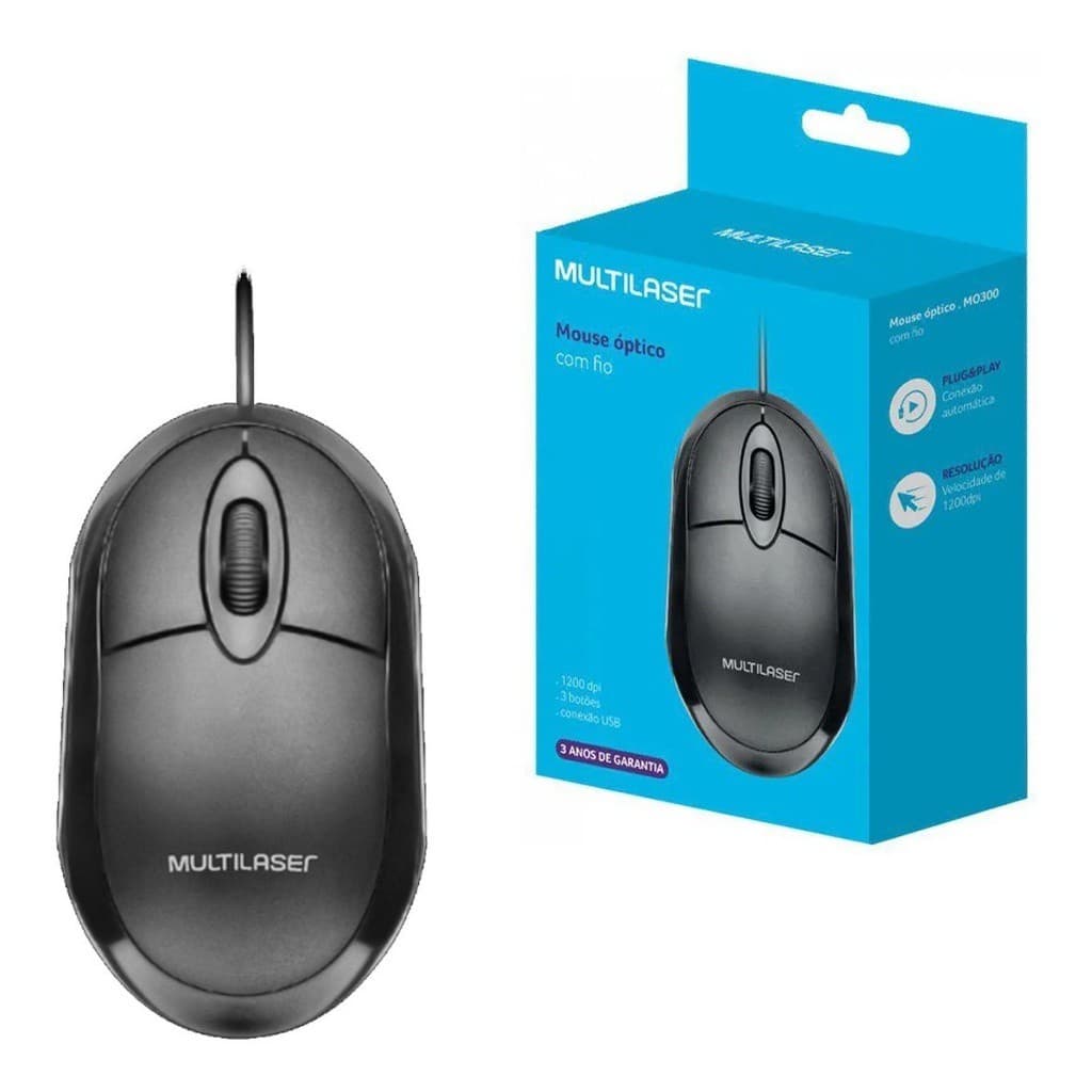 MOUSE CLASSIC BOX OPTICO FULL BLACK USB