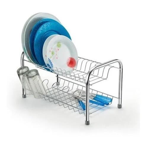 Escorredor Secador De Louças Berço Porta Copo 2 Andares Cromado Arthi 13 Pratos
