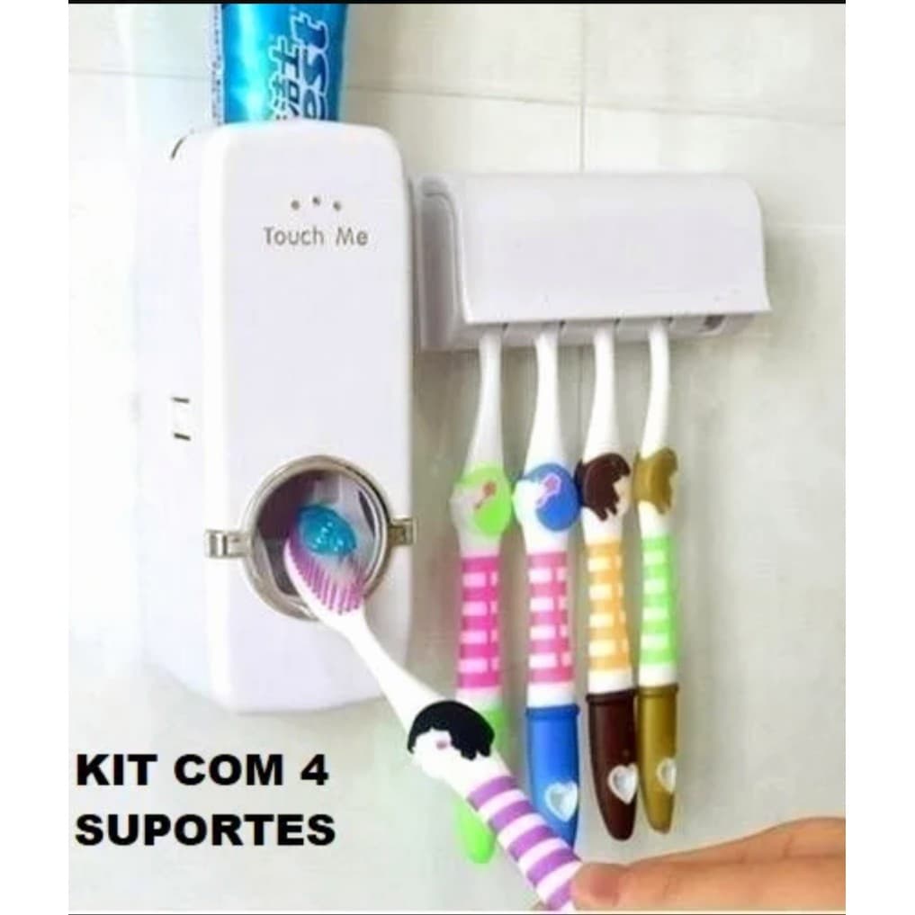 HYQ0118 Suporte Dispenser Pasta Porta Escova Dente Aplicador Creme Dental Automático