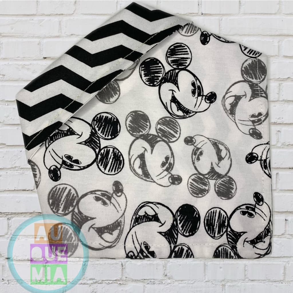 Bandana Pet Dupla Face Fechamento com Botão de Pressão - Estampa Mickey Mouse