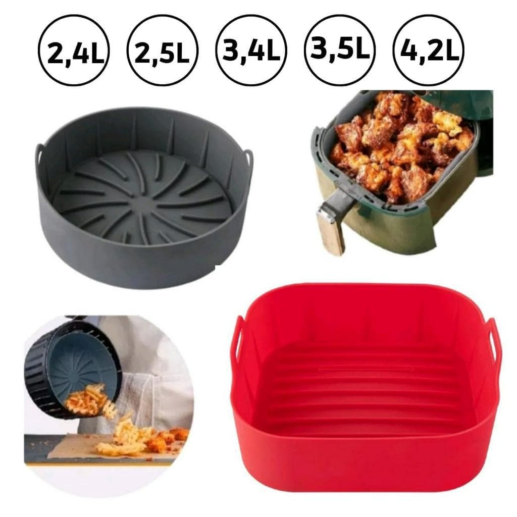 Forma Silicone para Air Fryer Assadeira Cesto Fritadeira Elétrica
