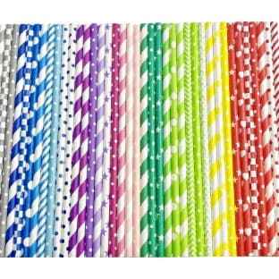 4 pacote Canudo biodegradável de papel bolinha Cores Padrão topo de bolo 6mm