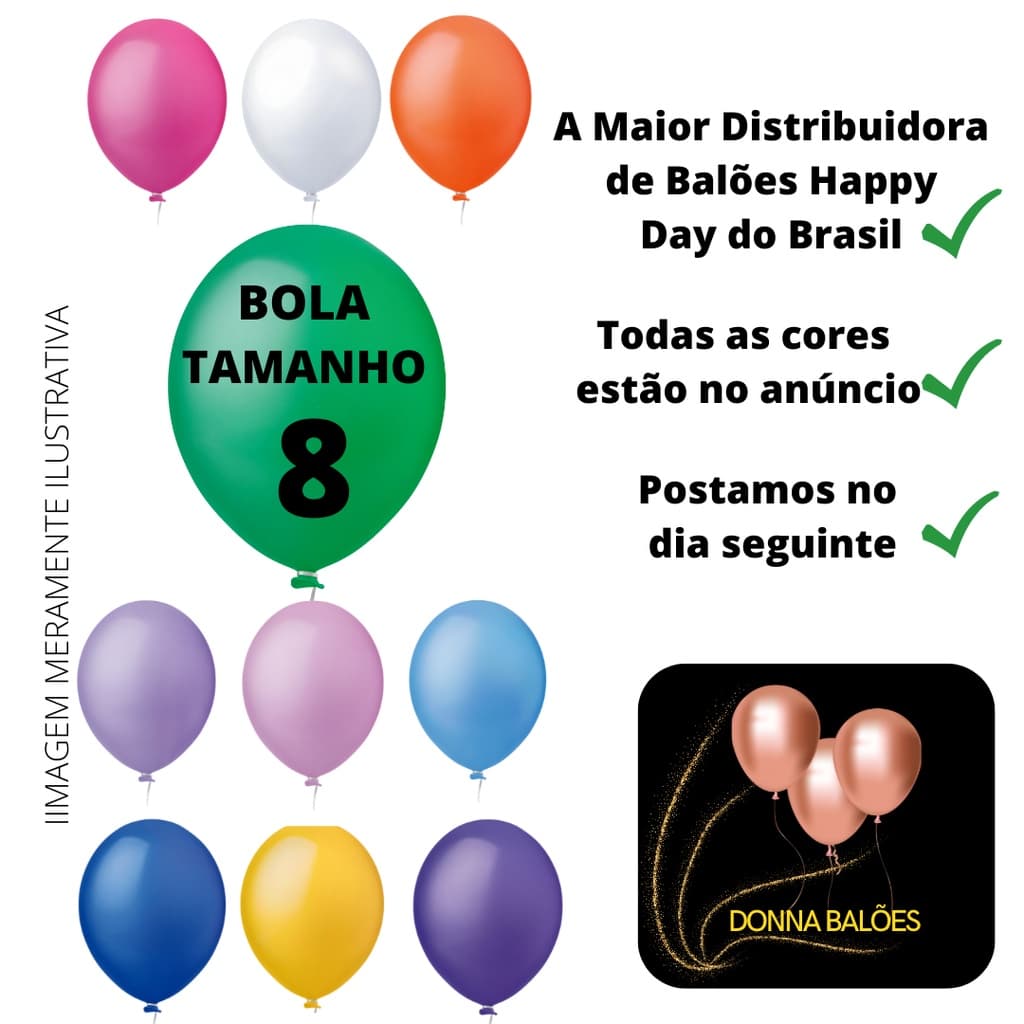 Bola de Aniversário 8 c/ 50 unidades