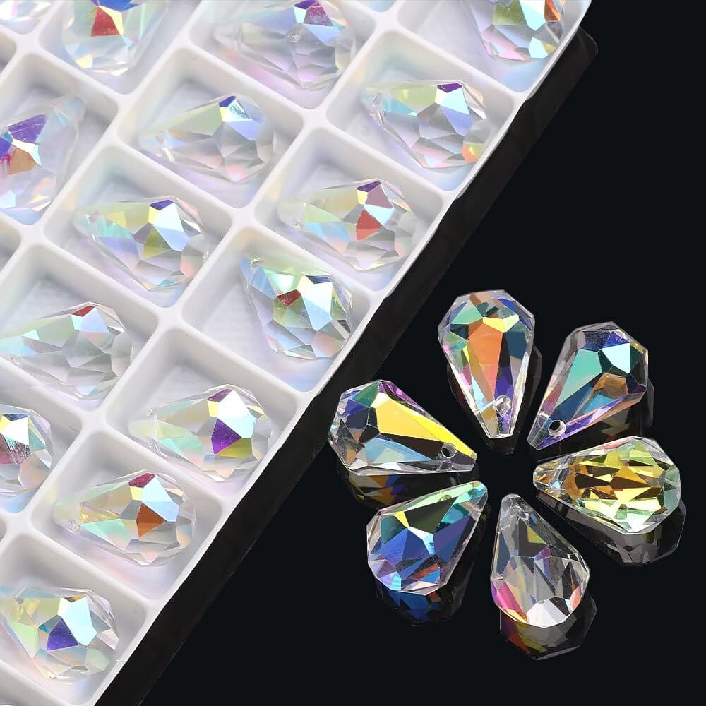 ZhuBI Contas De Cristal Multi-size Teardrop Beads AB Cor Pingente Encantos Jóias Vidro Para Fazer Pulseira Diy Soltas
