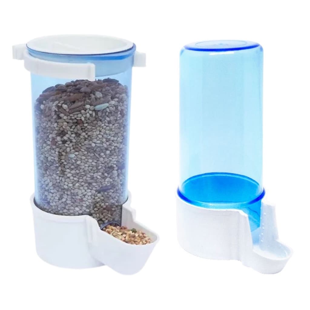 Kit Comedouro automático de sementes 220ml + Bebedouro 200ml Para Aves e Calopsitas