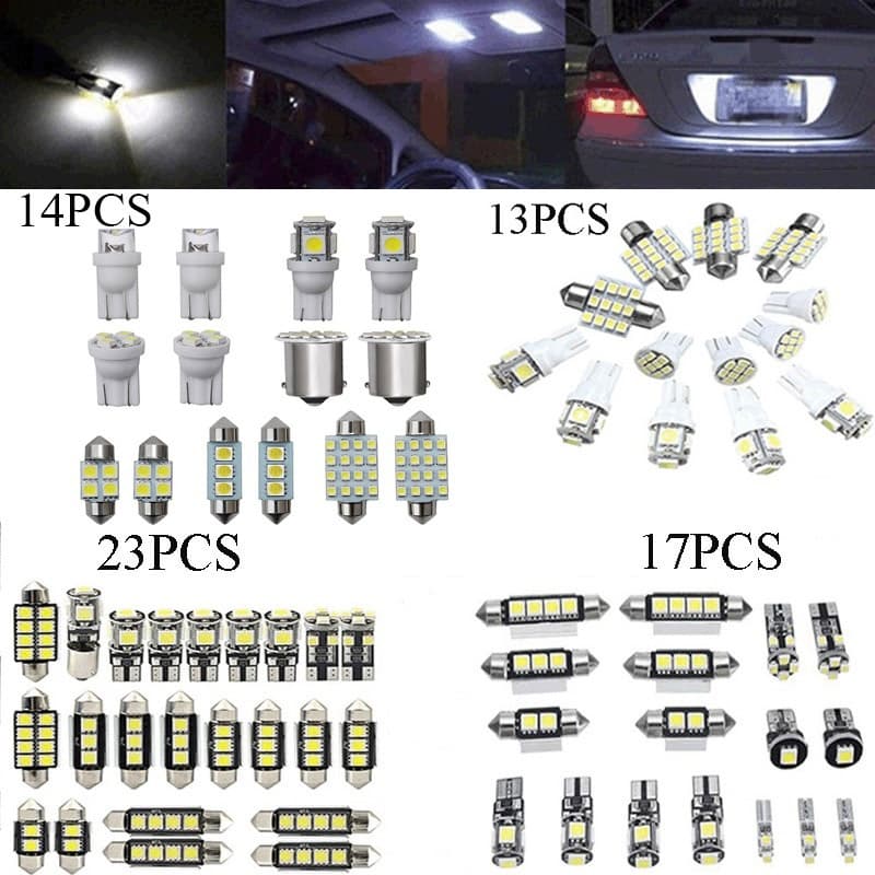 Kit De Luz Interior LED Atualizado 42/28/23/14/13pcs-Mapa Combinado Branco , Cúpula , Porta-Malas , Lâmpadas De Placa De