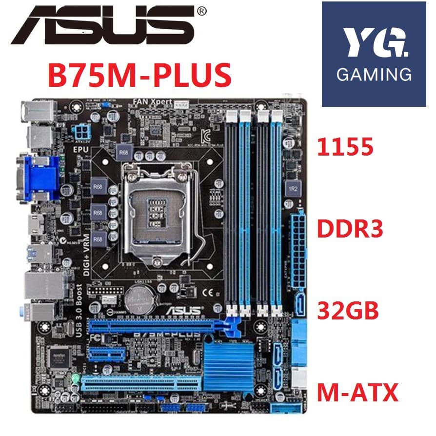 B75M-PLUS Placa-Mãe De Mesa B75 Soquete LGA 1155 I3/5/7 DDR3 32G MATX UEFI BIOS Original Usado