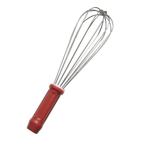 Fuê Vermelho 25cm - Batedor De Creme Reforçado com Arame de Aço Inox
