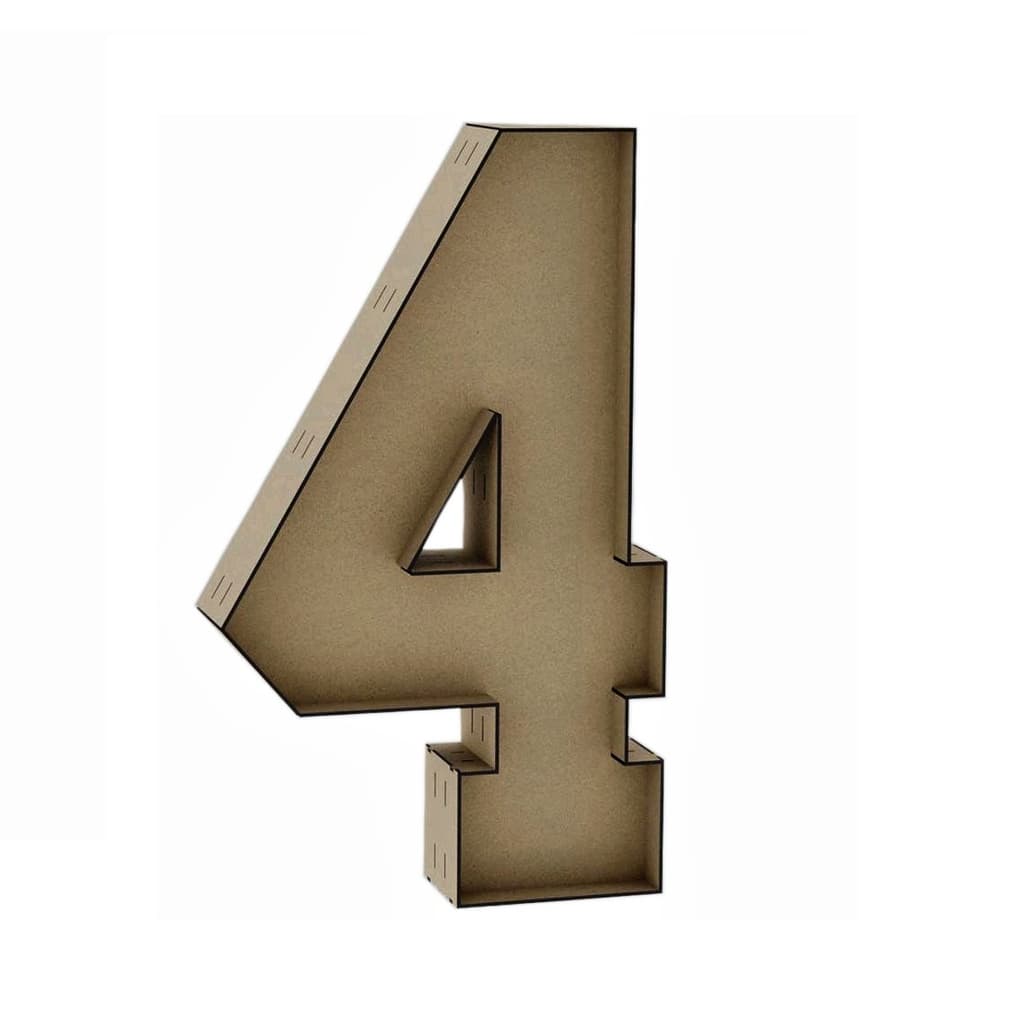 Letra Caixa Número 4 30cm MDF Decoração Festa Nome Palavra