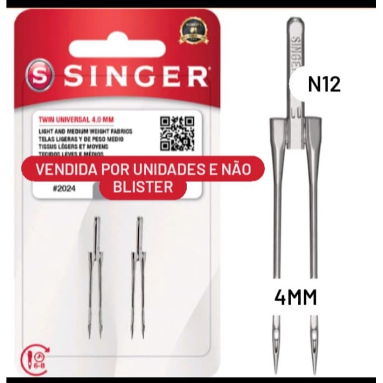 Agulha Dupla Singer Máquina de Costura #2024 #2025 (Valor corresponde a 1 agulha)