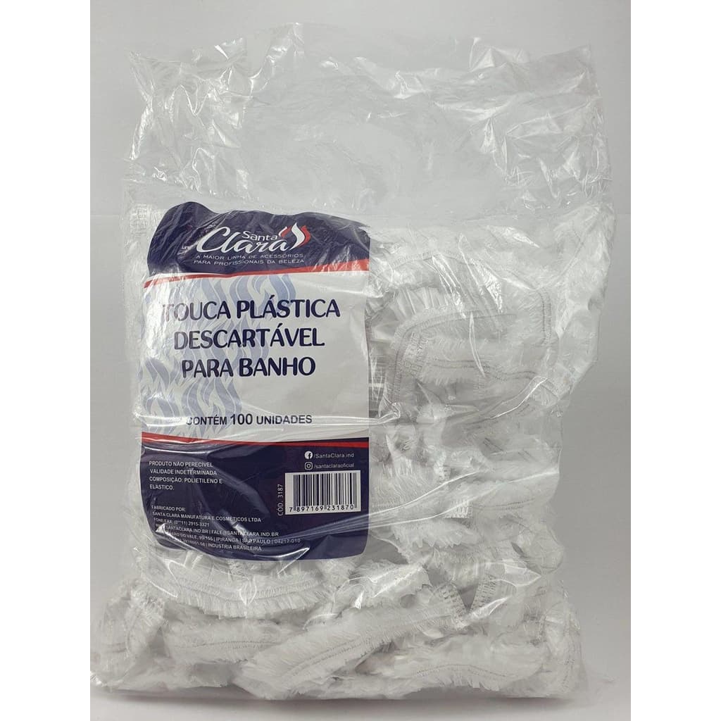 Touca para Banho, Descartável Plástica  - Santa Clara 100 Unidades