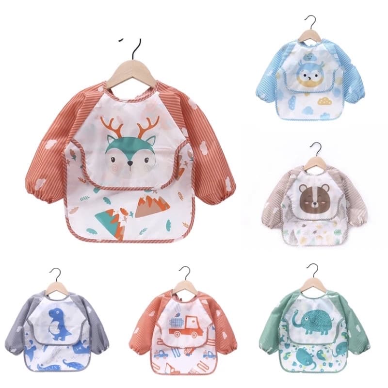 Babador Manga Longa Impermeável com Bolso na frente CATA MIGALHA para bebê