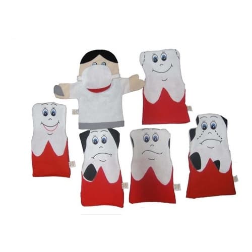 Fantoches Família Dentária Em Feltro 06 Peças + História