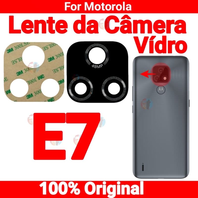 Lente De Vidro Da Câmera Traseira Motorola Moto E7 Xt2095