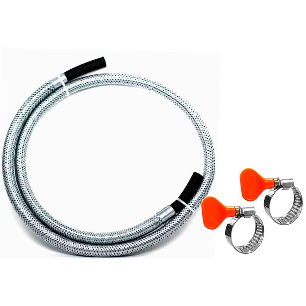 Mangueira Flexível Botijão De Gás Glp Emborrachado Com Aço + Abraçadeiras Borboletas
