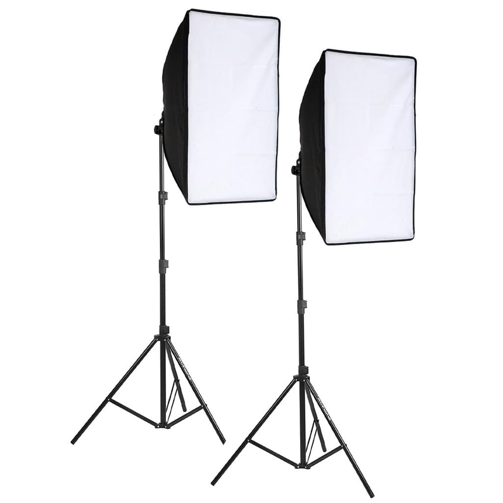 Kit Estúdio 2 Softbox 50x70 soquete 1 Lâmpada + 2 Tripés Iluminação 2 metros profissional Tpfoto