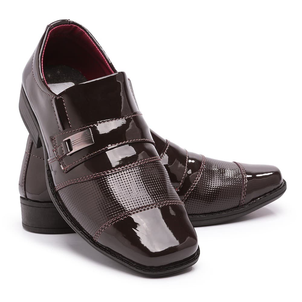 Sapato Social Infantil Masculino 444 Pajem Macio Conforto Estilo Italiano Promoção Casual Verniz