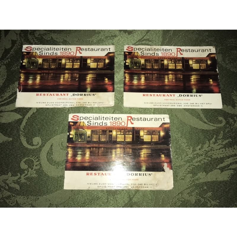 cartão postal Amsterdam Holanda specialiteiten restaurant sinds antigo lote de 3 cartões postais restaurante post card Amesterdão Amsterdã