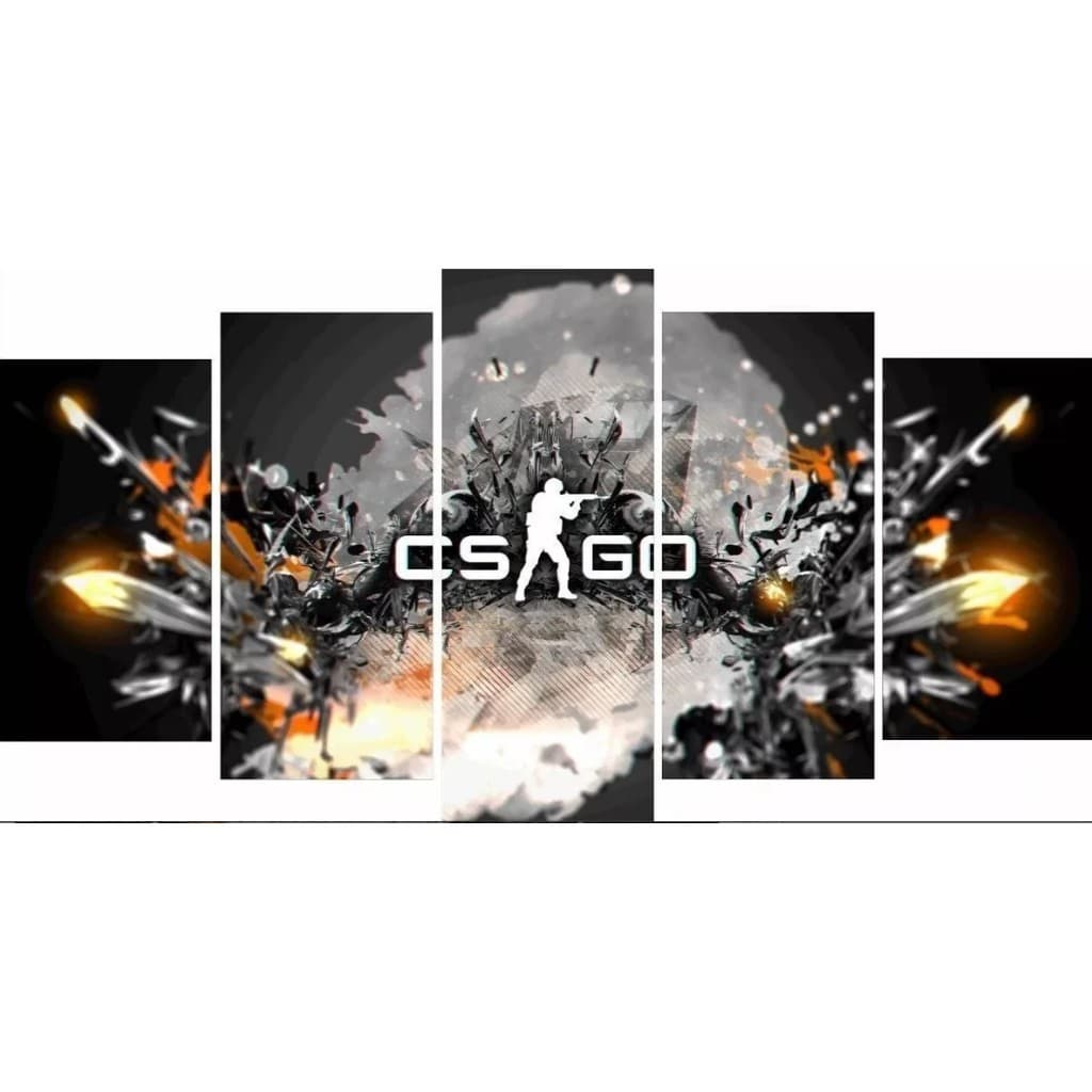 Quadro Counter Striker Cs Go 5 Peças Mosaico