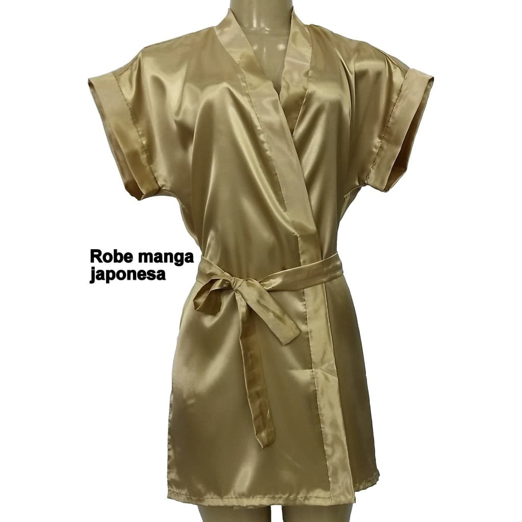 Robe roupão em cetim madrinhas noivas manga japonesa sem bordado