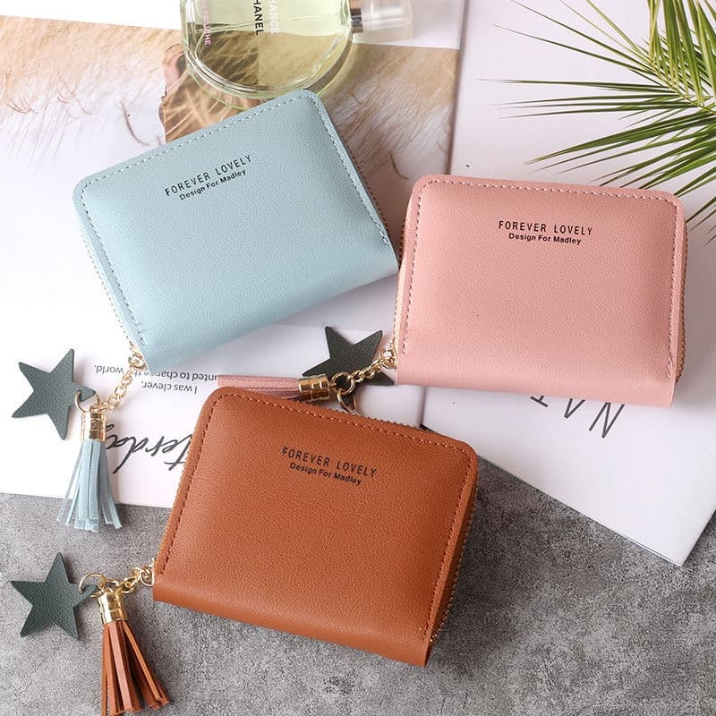 Carteira pequena feminina porta cartão moeda com pingente coração J1124