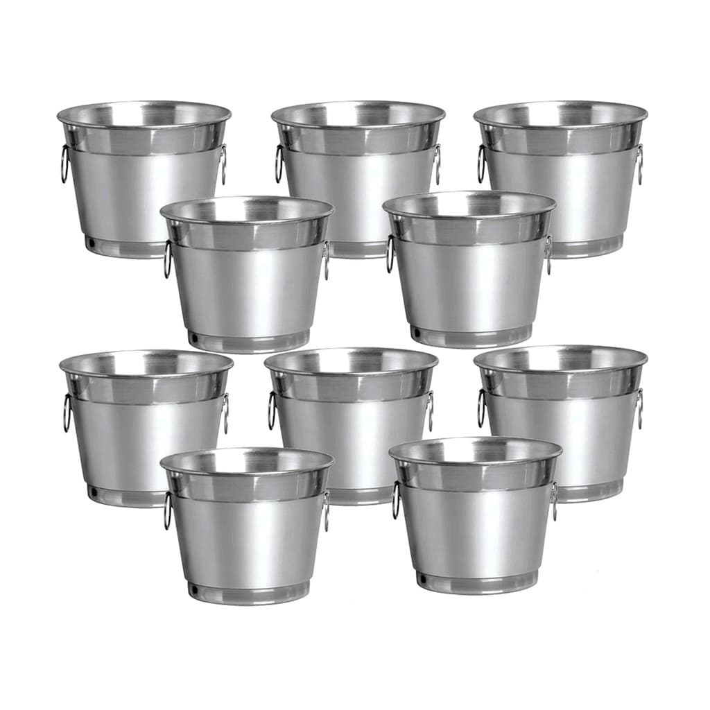 Kit 10 Balde de Gelo E Cerveja Aluminio Puro e reforcado 6 litros para acomodar volumes de garrafa e gelo
