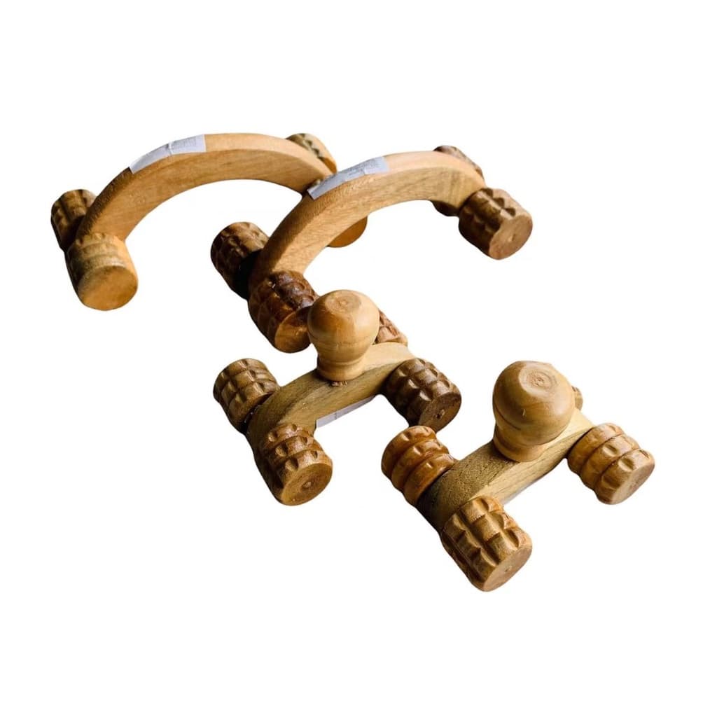 Massageador Manual carrinho de madeira com rodinhas