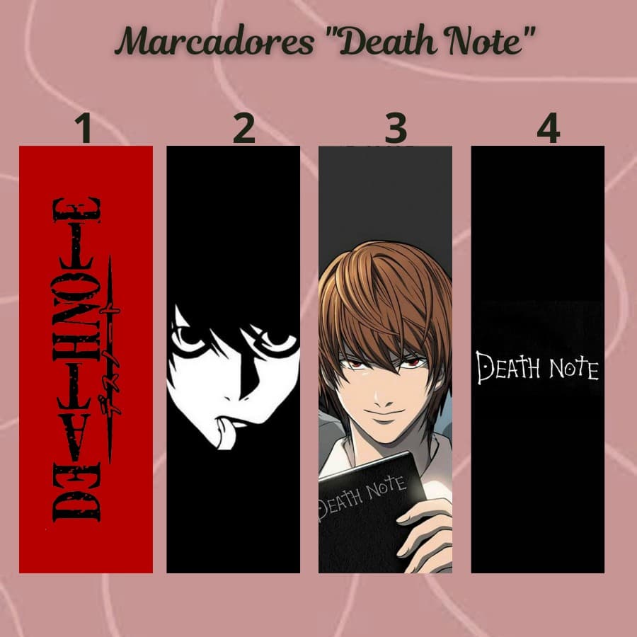 Marcador de página Death Note Plastificado com ou sem tassel)