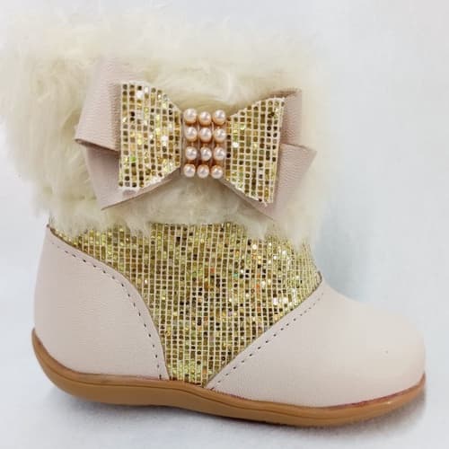 Bota Infantil  Menina  Botinha Brilho quadradinho