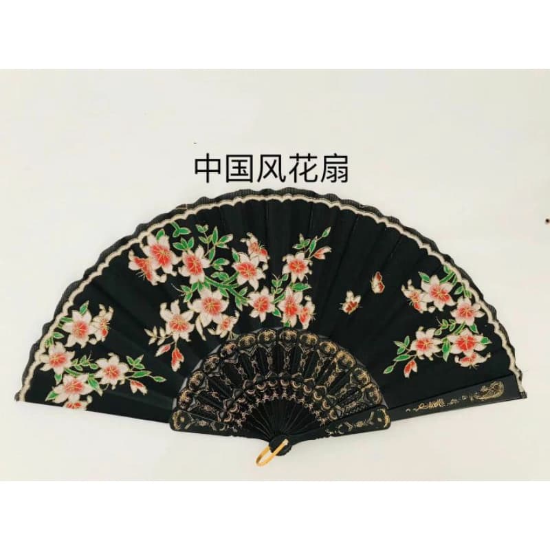 2 Leque de mão chinês com Flores