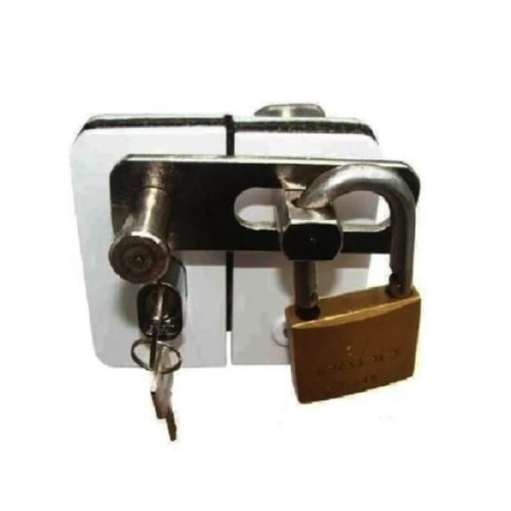 Trava Fechadura Porta Blindex P Uso Cadeado 2 Folhas