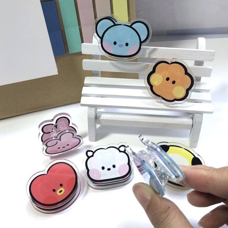 Papelaria KPOP BTS BT21 Clipe de arquivo acrílico de desenho animado