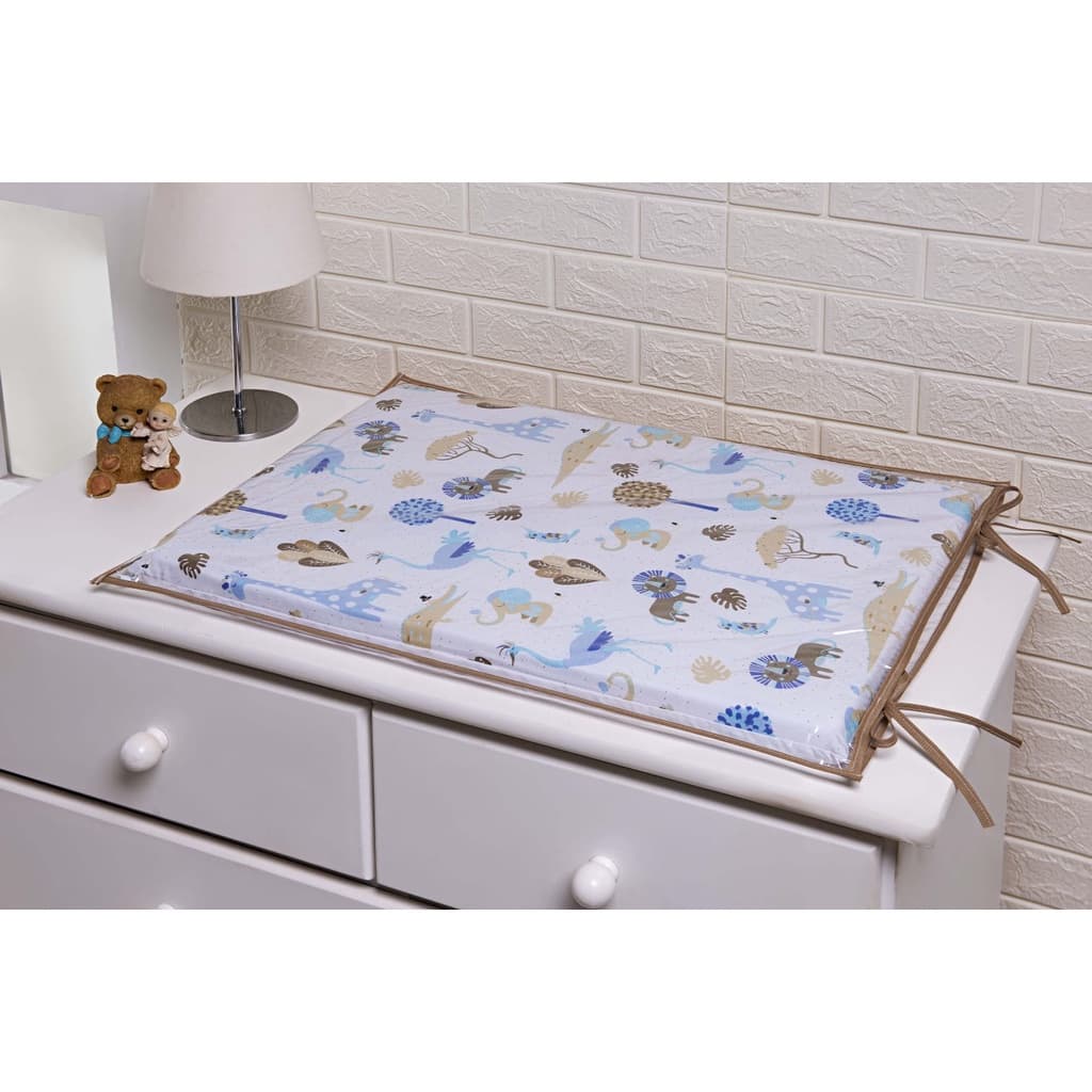 Trocador para comoda de Bebê Crocodilo Azul bebe e Bege Caqui Vies Caqui Marrom Espuma densidade 16