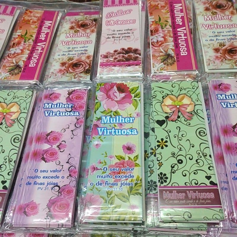 Marca-Páginas Mulher Virtuosa com 120 unidades - Lembrancinhas Evangélicas