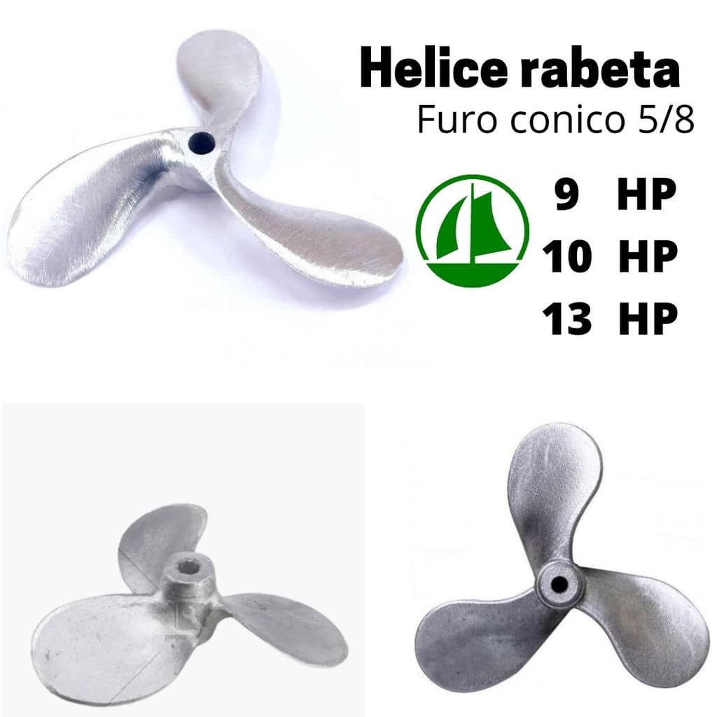 Hélice Motor Rabeta 9hp  Barco Pesca Furo 5/8