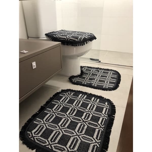 Jogo De Tapete Conjunto Banheiro 3 Peças Luxo Qualidade Promoção Decoração