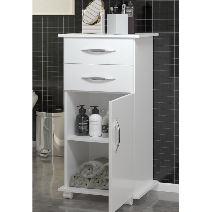 Armario Gaveteiro Balcão Multiuso 2 Gavetas com Rodinhas Banheiro
